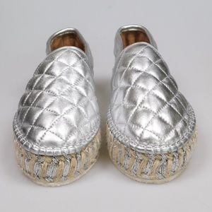 Maiden Lane Metallic Quilted Leather Espadrilles